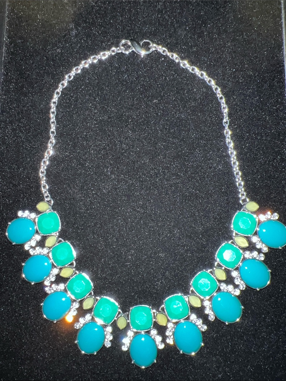 Lia Sophia Statement Teal Crystal Bib Necklace - Women Jewelry